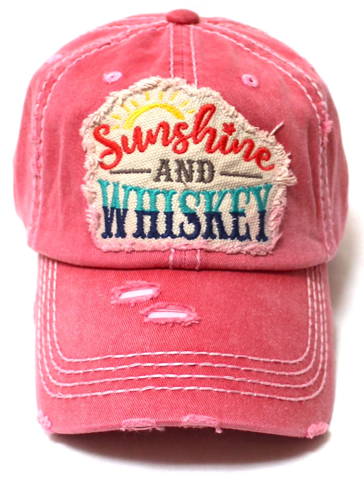 CAPS 'N VINTAGE Women's Sunshine and Whiskey Patch Embroidery Monogram Hat
