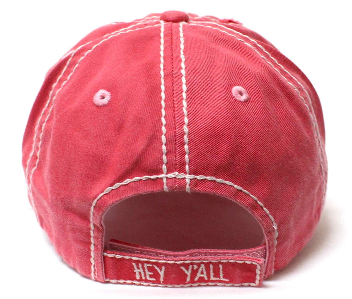 CAPS 'N VINTAGE New!! Royal Pink Hey Y'all Velvet Patch Emroidery Hat w/Heart Detail - Caps 'N Vintage 