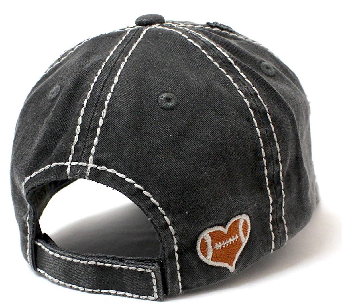 CAPS 'N VINTAGE Charcoal Gray Football Mama Cheer Queen Hat - Caps 'N Vintage 