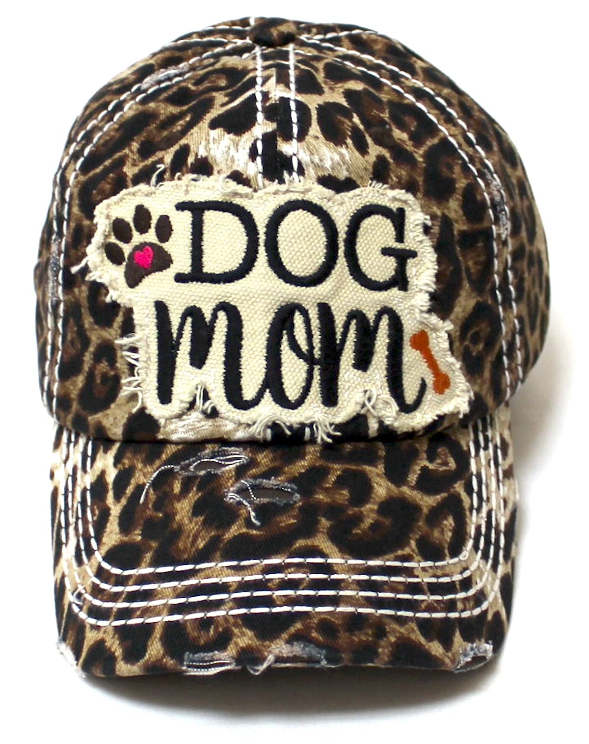 CAPS 'N VINTAGE Women's Ballcap Dog Mom Bone & Paw Patch Embroidery Hat