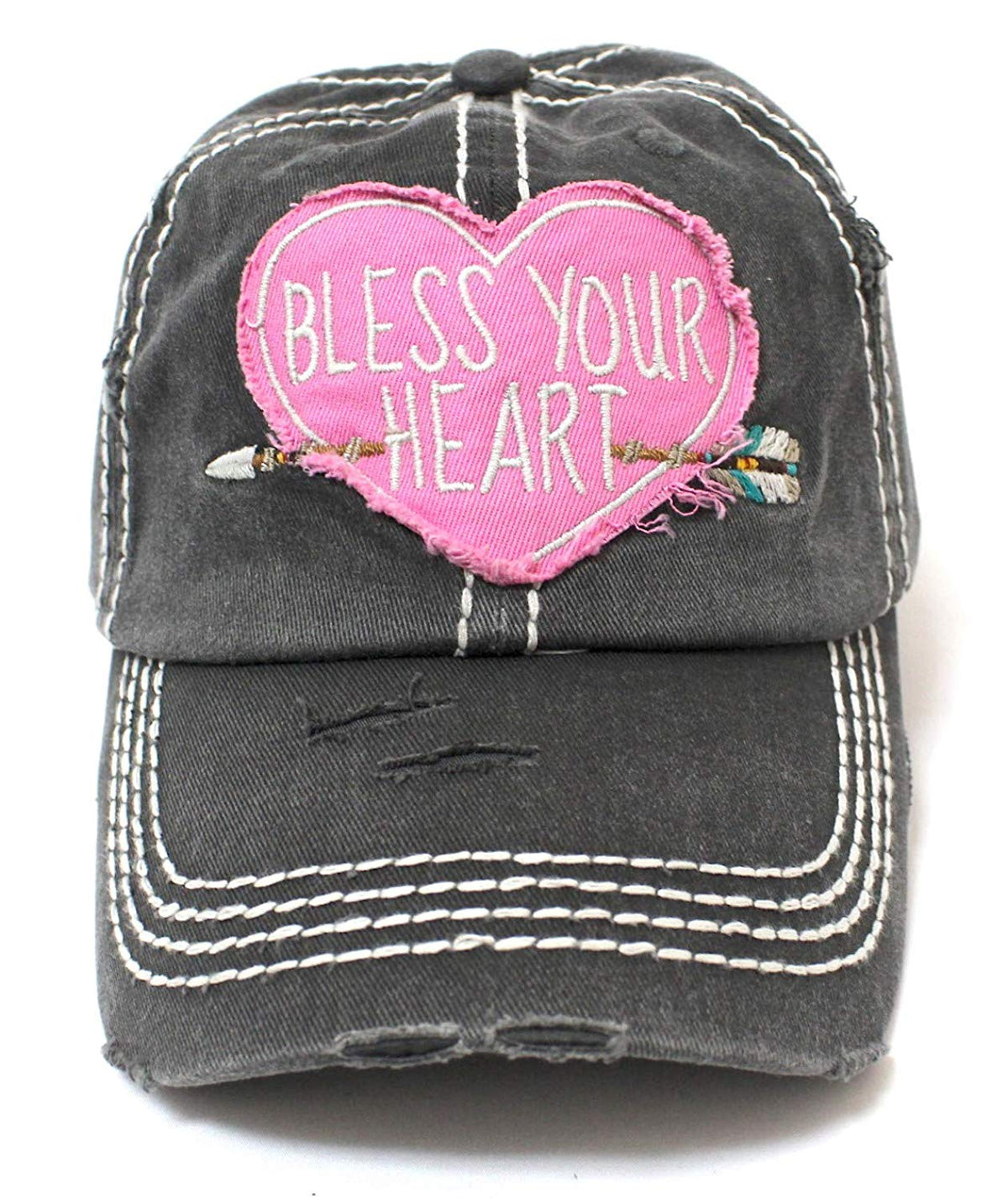 New!! Black Heart & Arrow Bless Your Heart Vintage Hat - Caps 'N Vintage 