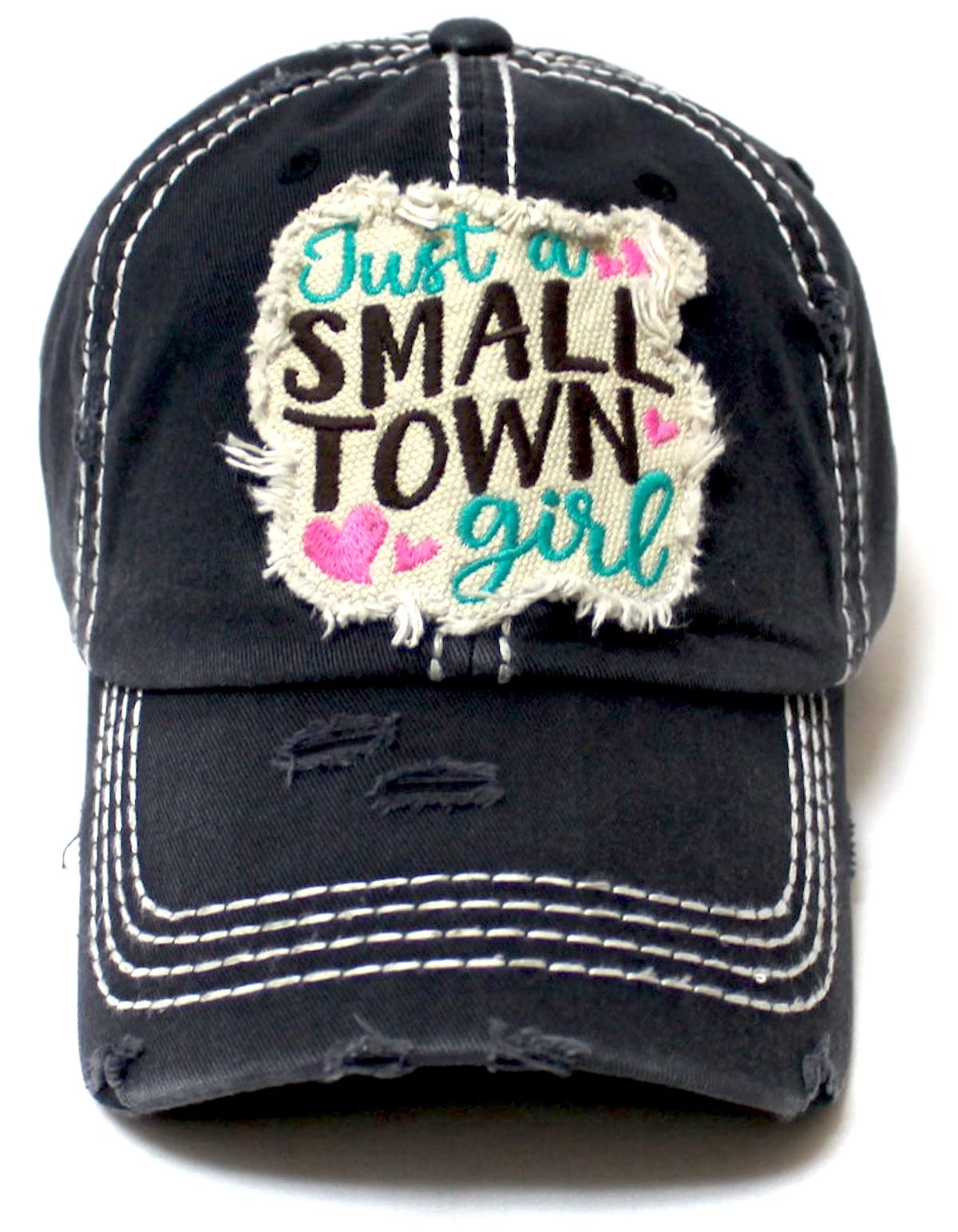 CAPS 'N VINTAGE Women's Ballcap Just a Small Town Girl Patch Embroidery Monogram Hat