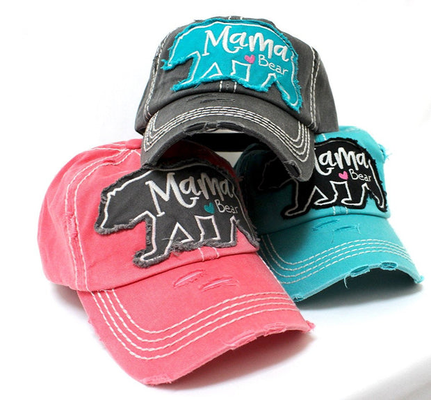 CAPS 'N VINTAGE Vintage Black Mama <3 Bear Geometric Patch Embroidery Hat - Caps 'N Vintage 