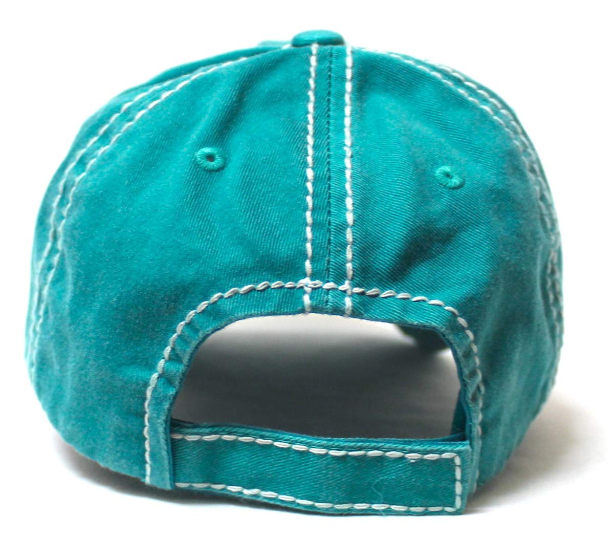 Women's Baseball Cap Camping Hair Don't Care Patch Embroidery Monogram Hat, Beach Turquoise