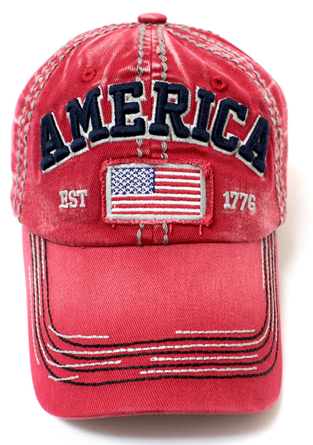 CAPS 'N VINTAGE Vintage America EST. 1776 Flag Embroidery Baseball Hat - Caps 'N Vintage 