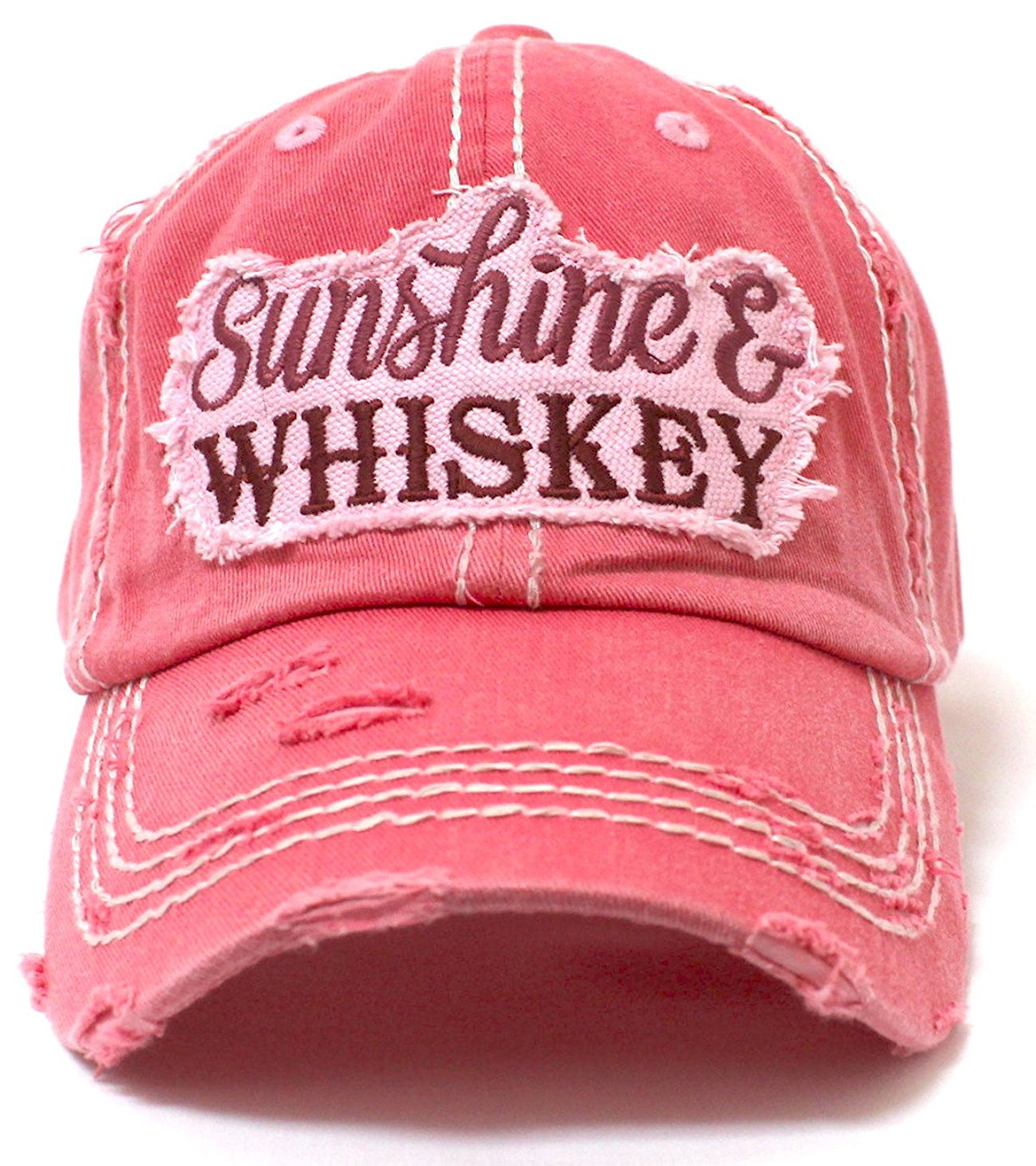 NEW!! Rose "Sunshine & Whiskey" Distressed Hat - Caps 'N Vintage 