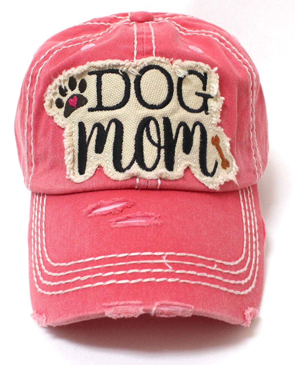 Rose Pink Dog Mom Paw Print & Bone Vintage Cap - Caps 'N Vintage 