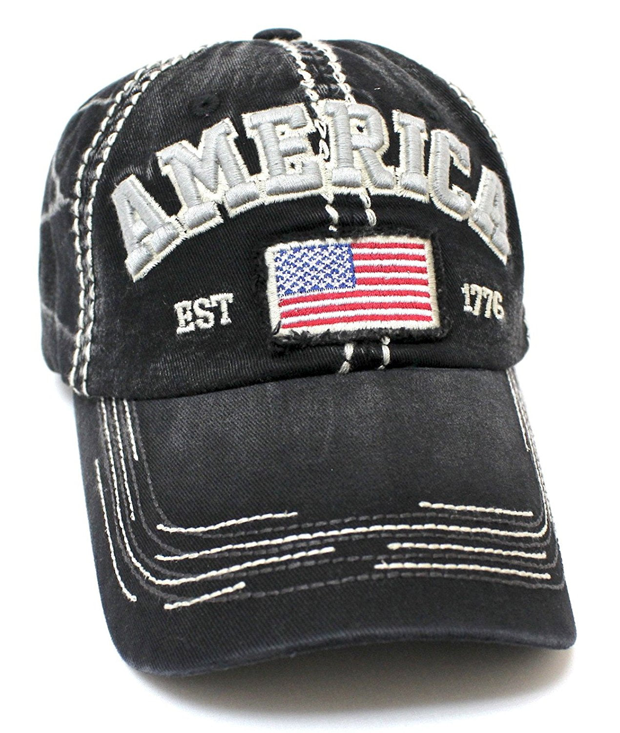 CAPS 'N VINTAGE Vintage America EST. 1776 Flag Embroidery Baseball Hat - Caps 'N Vintage 