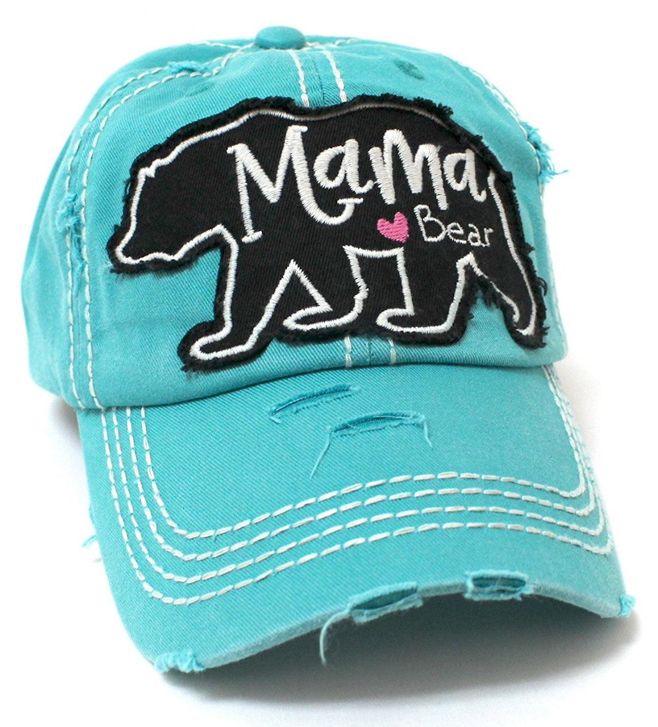 CAPS 'N VINTAGE Mama <3 Bear Geometric Shape Patch Embroidery Hat - Caps 'N Vintage 