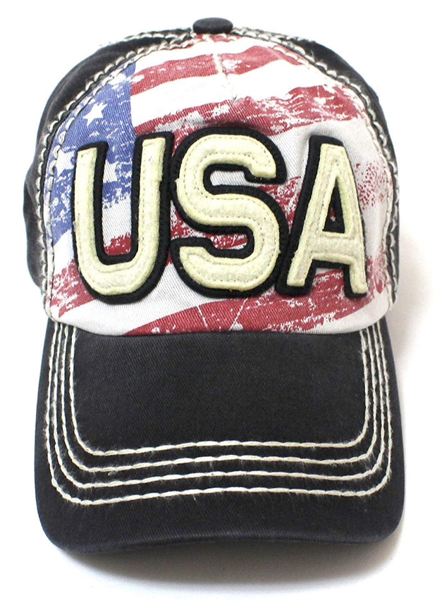 Blk USA & Flag Vintage Classic Ballcap - Caps 'N Vintage 