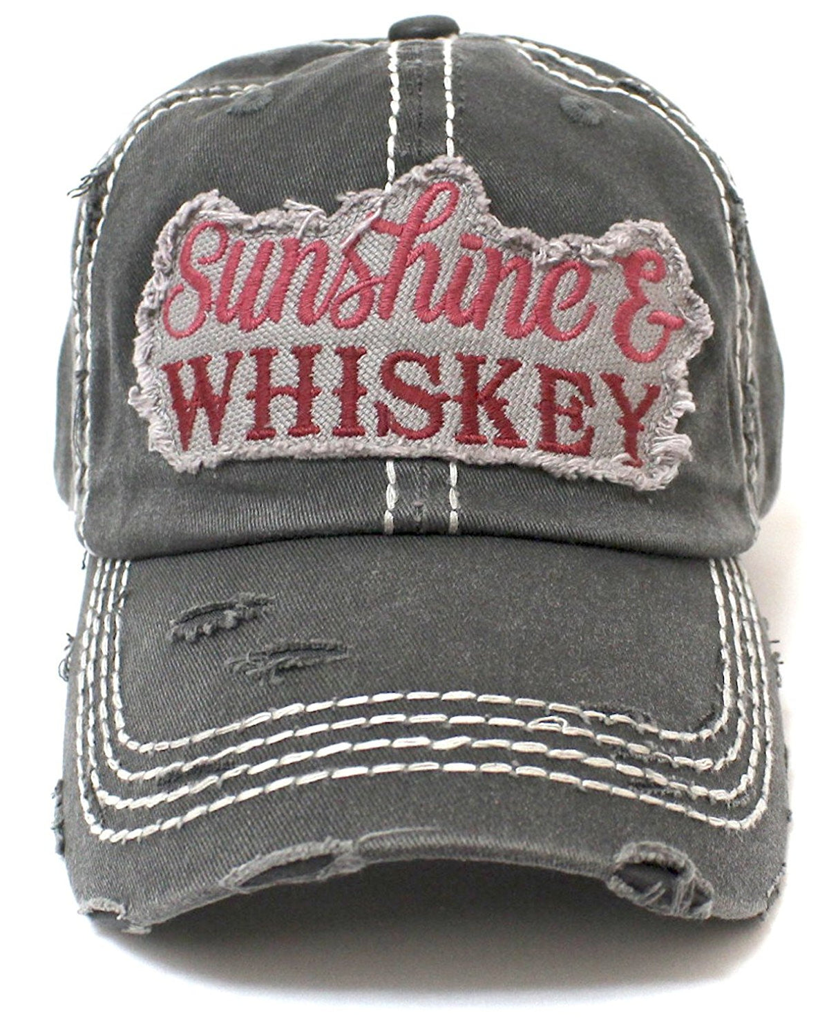NEW!! "Sunshine & Whiskey" Distressed Vintage Hat - Caps 'N Vintage 