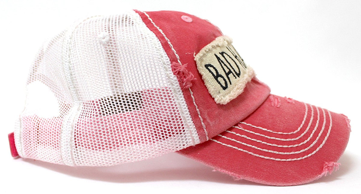 NEW! SUMMER MESH COLLECTION: Rose-Pink "BAD HAIR DAY" Vintage Trucker Hat - Caps 'N Vintage 