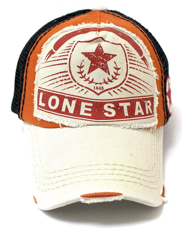 CAPS 'N VINTAGE Rust Orange/Black Meshback Lonestar Patch Embroidery Trucker Hat - Caps 'N Vintage 