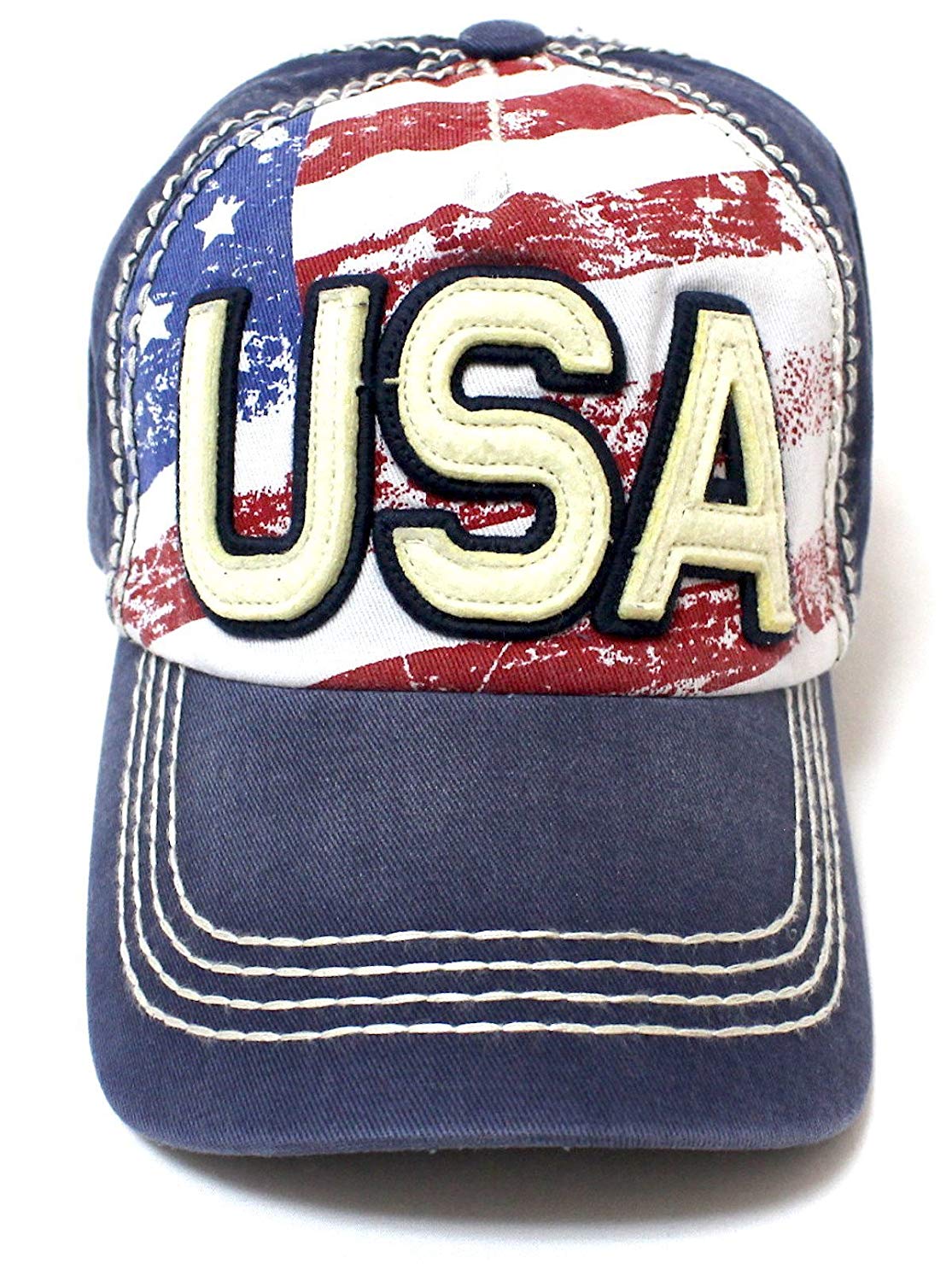 CAPS 'N VINTAGE Navy USA & Flag Vintage Classic Ballcap - Caps 'N Vintage 
