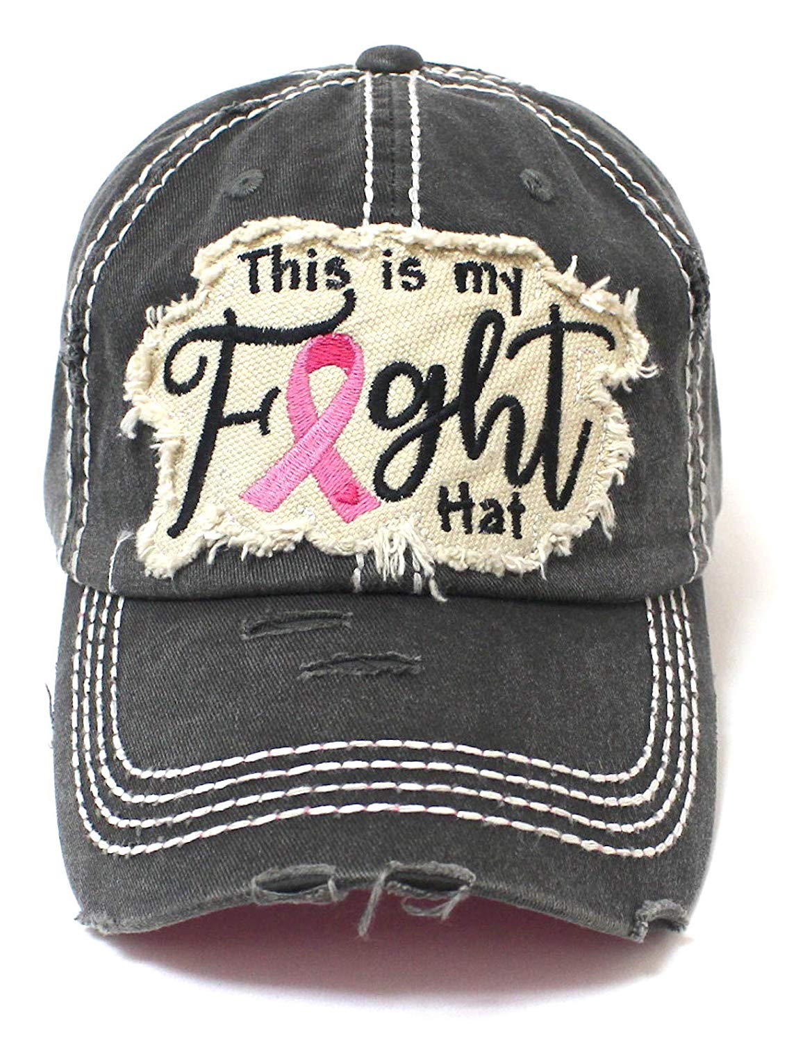 CAPS 'N VINTAGE Pink Ribbon This is My Fight Hat Breast Cancer Hat - Caps 'N Vintage 