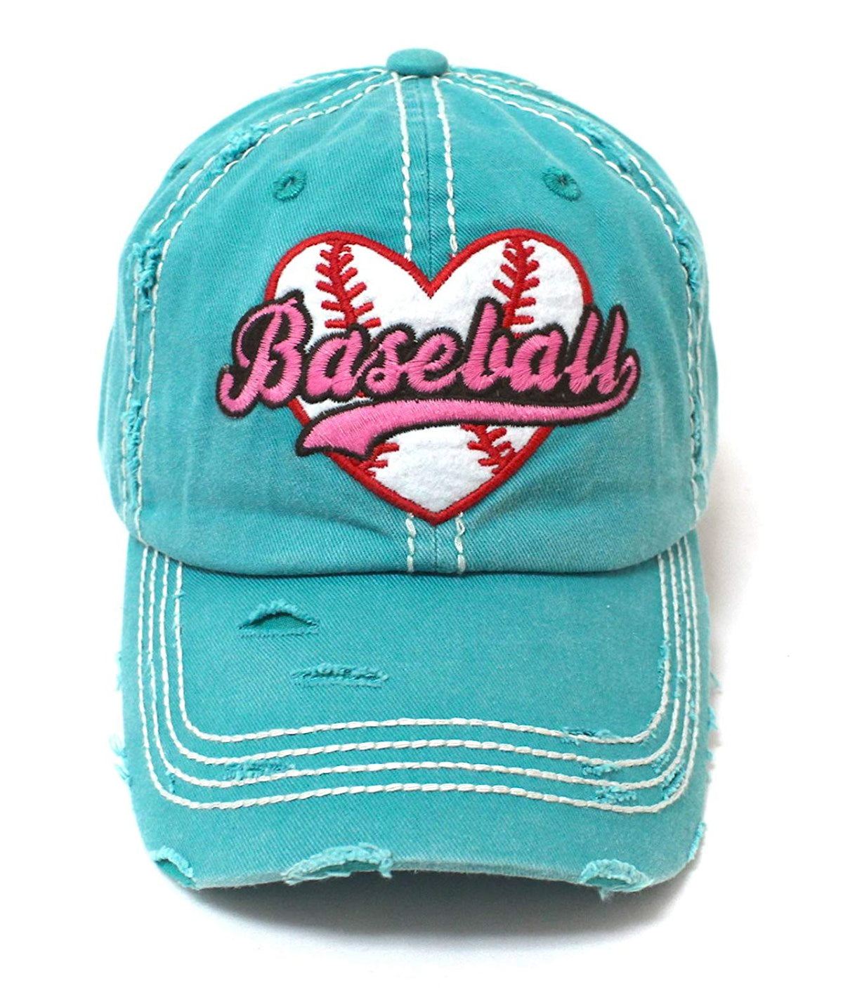 CAPS 'N VINTAGE New! Turquoise Baseball Heart Patch Women's Hat - Caps 'N Vintage 