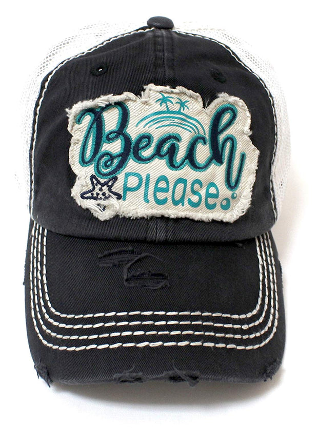 NEW!! Ocean Surf Beach Please Patch Embroidery Meshback Hat - Caps 'N Vintage 