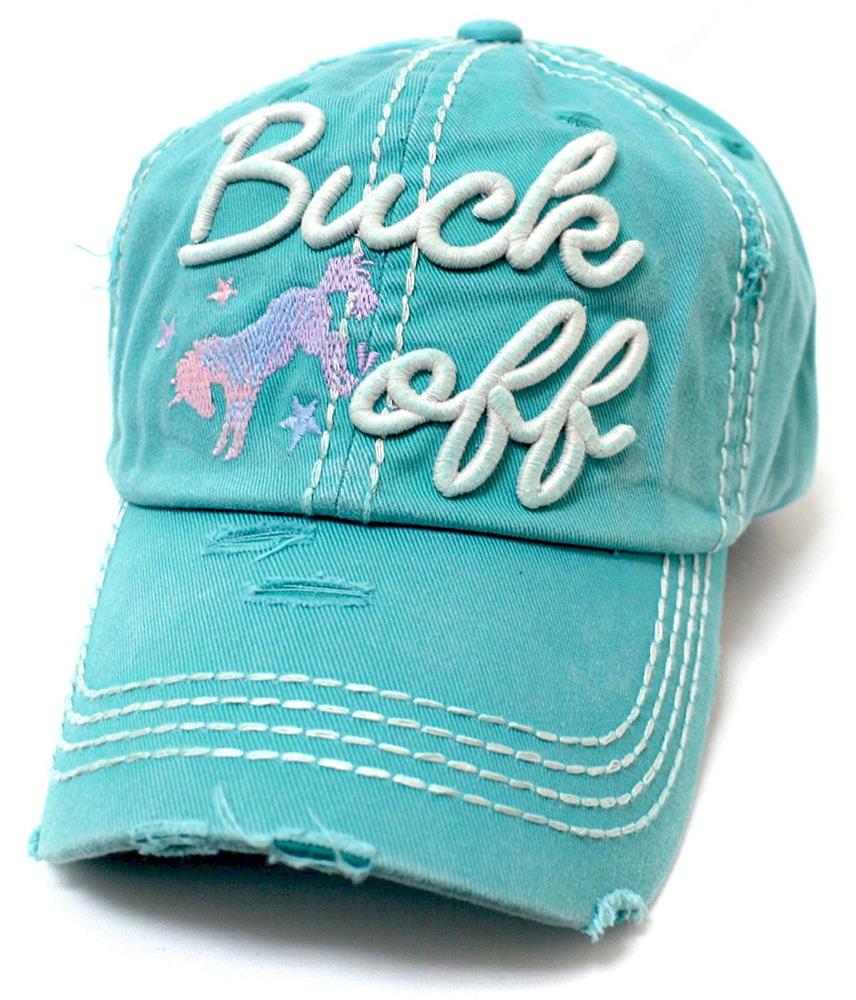 CAPS 'N VINTAGE Turquoise Buck Off Wild Horse Embroidery Baseball Cap - Caps 'N Vintage 