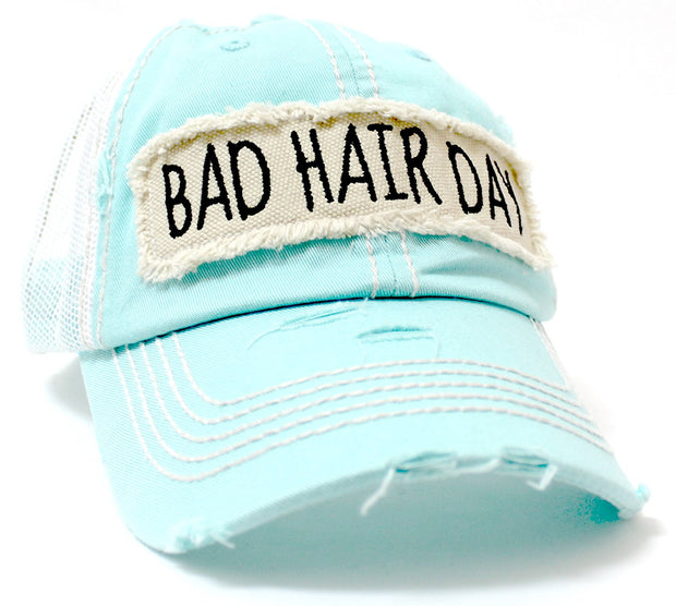 NEW! SUMMER MESH COLLECTION: MINT "BAD HAIR DAY" Vintage Trucker Hat - Caps 'N Vintage 