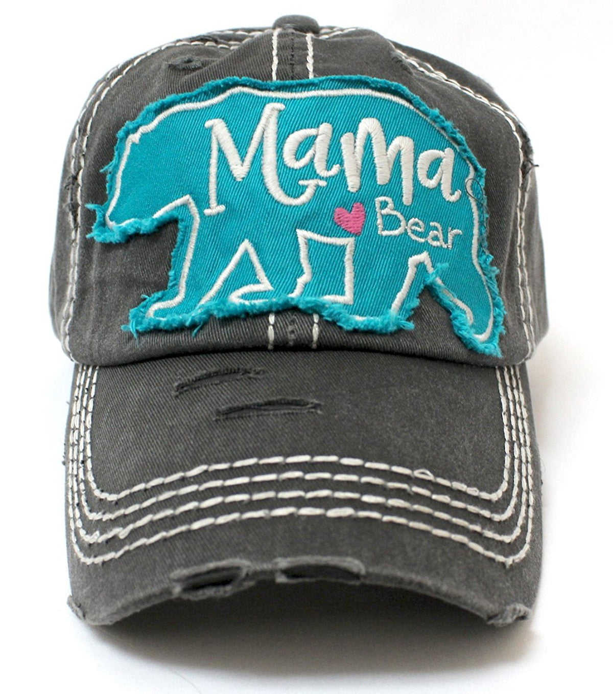 CAPS 'N VINTAGE Vintage Black Mama <3 Bear Geometric Patch Embroidery Hat - Caps 'N Vintage 