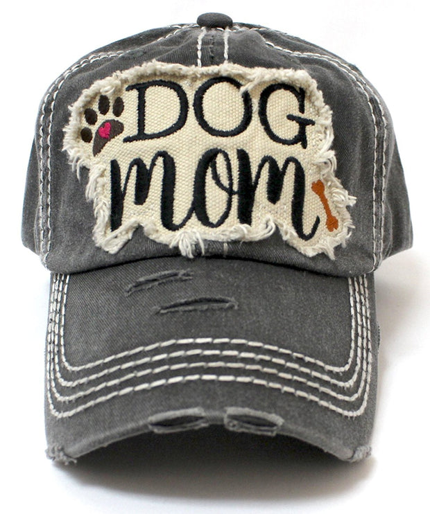 CAPS 'N VINTAGE Vintage Black Dog MOM Patch Embroidery Baseball Hat - Caps 'N Vintage 