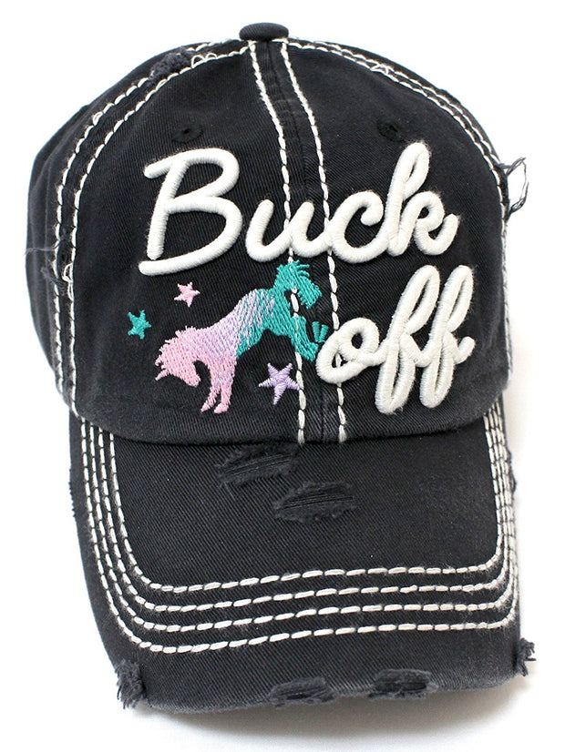CAPS 'N VINTAGE Black Buck Off Wild Horse Embroidery Baseball Cap - Caps 'N Vintage 