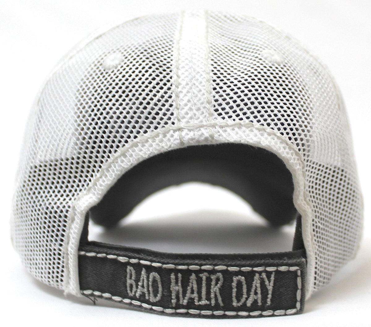 NEW! SUMMER MESH COLLECTION--Black "BAD HAIR DAY" Vintage Trucker Hat - Caps 'N Vintage 