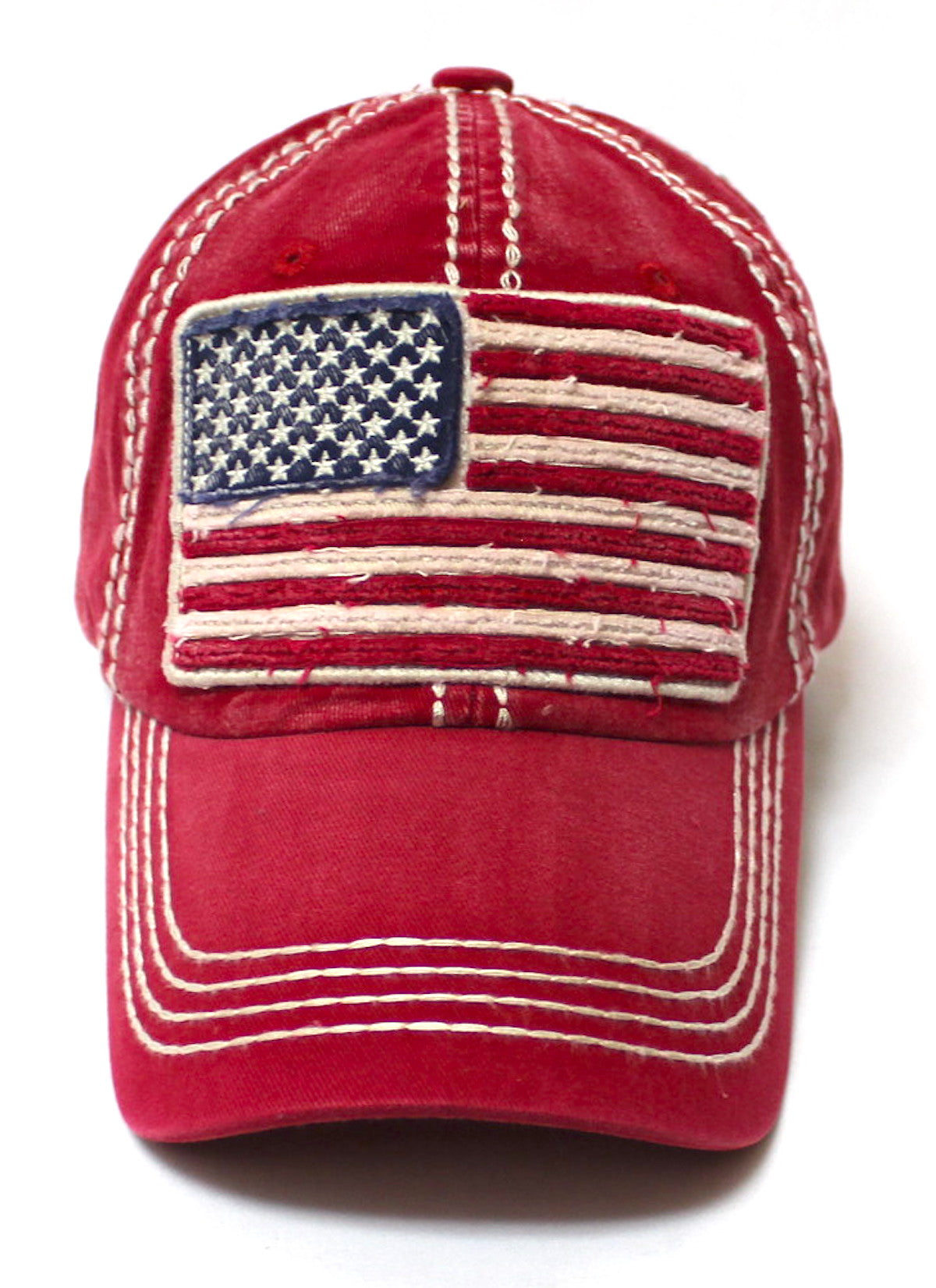CAPS 'N VINTAGE Vintage Red Oversized American Flag Patch Embroidery Baseball Cap - Caps 'N Vintage 