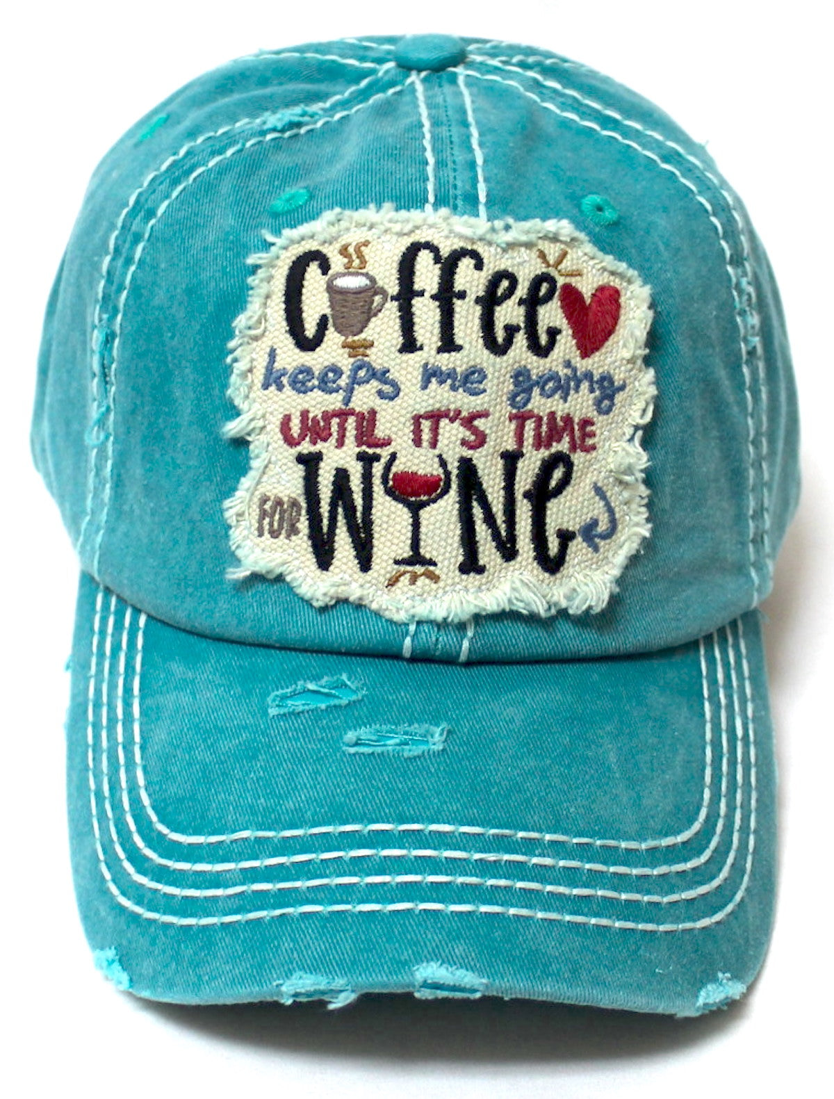 Women's Ballcap Coffee & Wine Love Patch Embroidery Monogram Hat