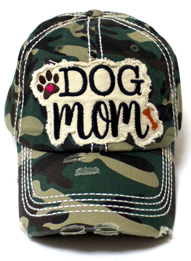 Army Camo Dog Mom Paw Print & Bone Vintage Cap