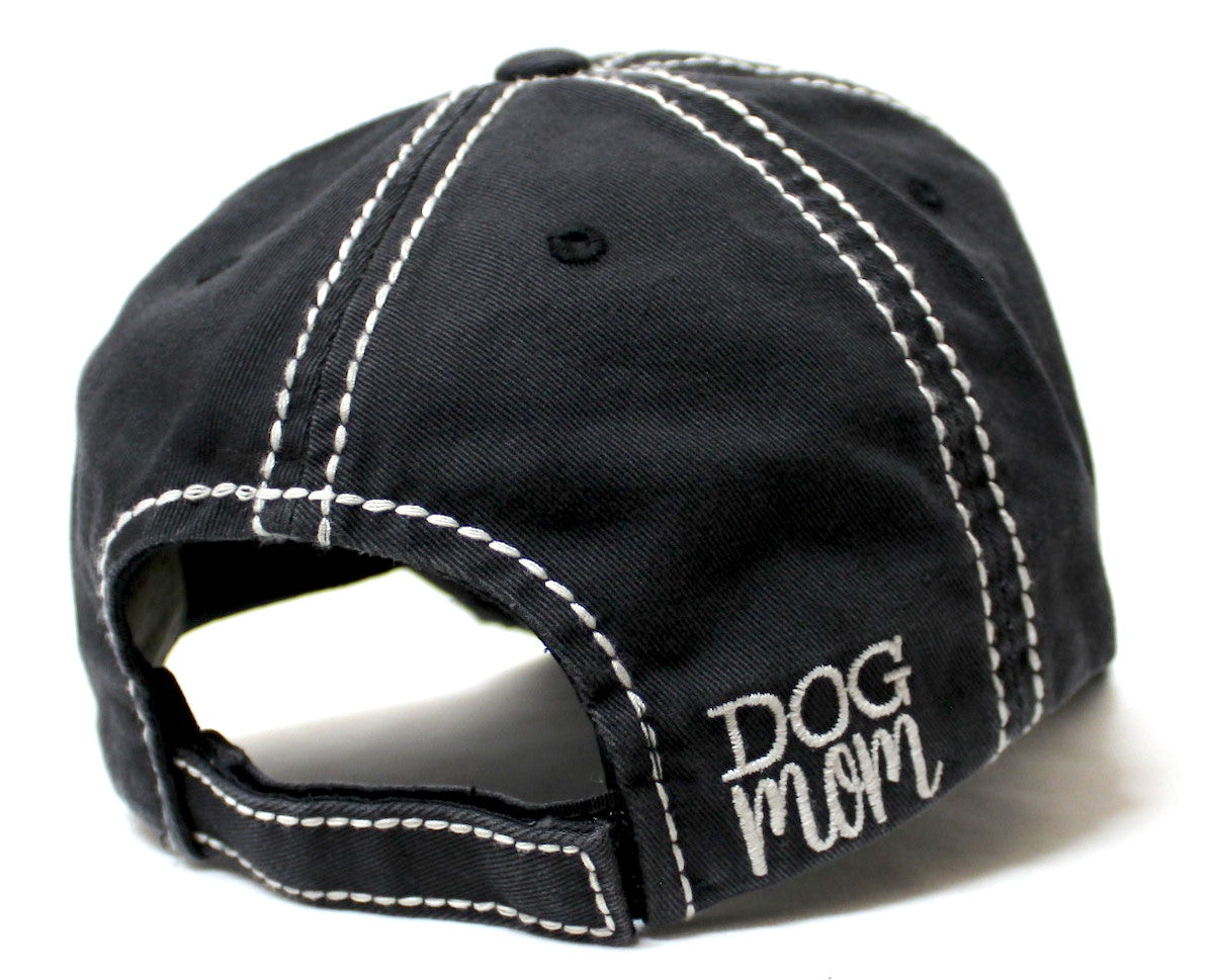 Onyx Black Dog Mom Paw Print & Bone Vintage Cap