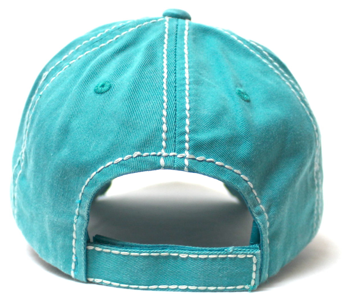 Women's Distressed Hat Farm Girl Country Love Patch Embroidery Monogram Ballcap, California Beach Blue - Caps 'N Vintage 