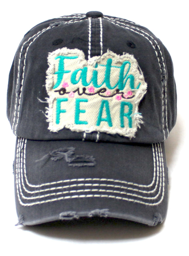 Women's Faith Over Fear Floral Patch Embroidery Monogram Hat