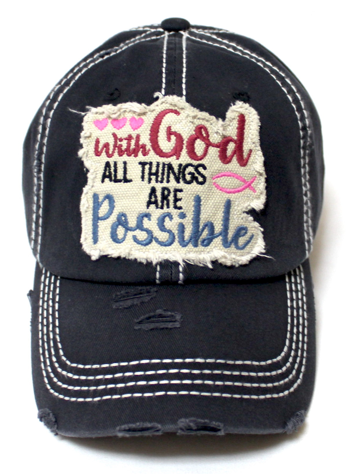 Women's Ballcap with God All Things are Possible Patch Embroidery Monogram Hat