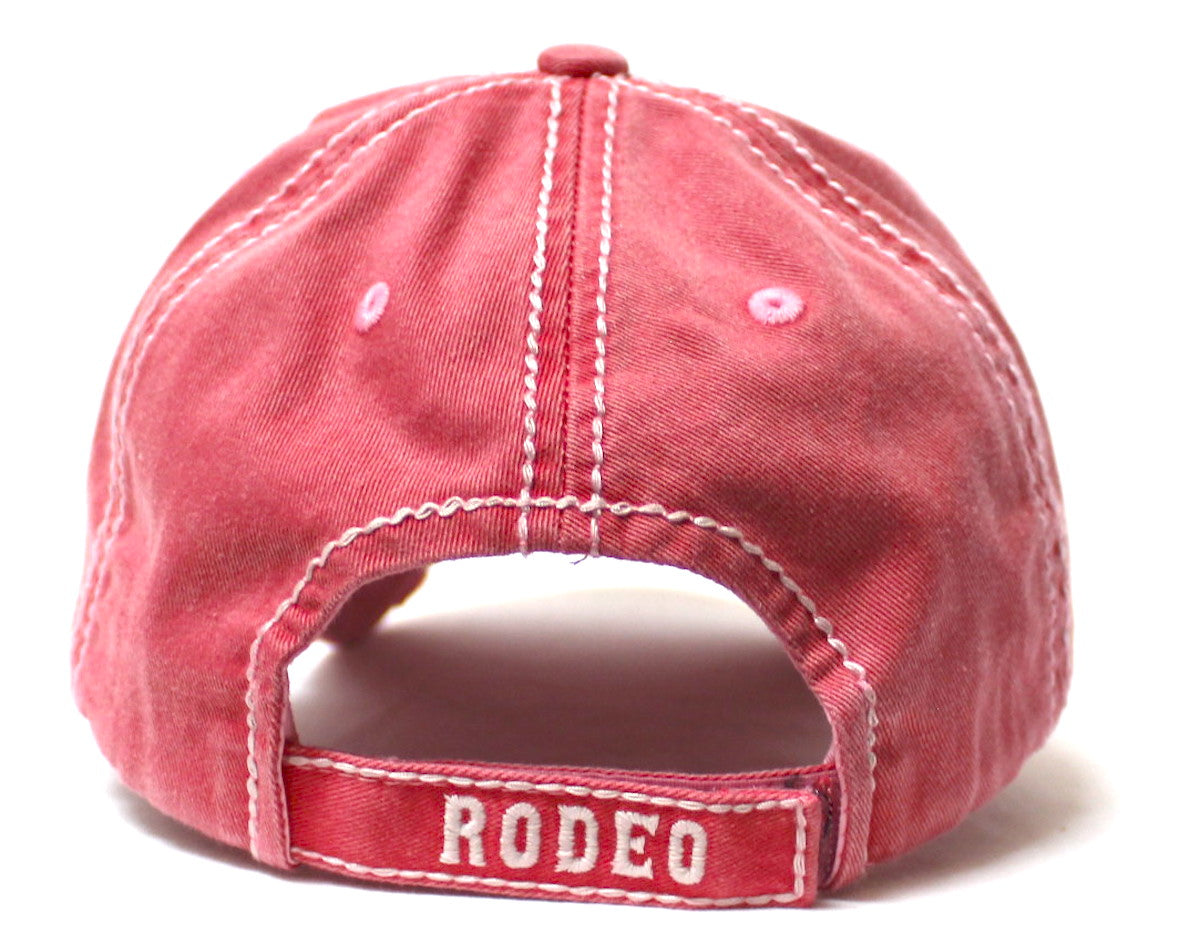 Rodeo Days Whiskey Nights Baseball Cap - Distressed Hats for Women - Summer Style Accessory in Rose Pink Love - Caps 'N Vintage 