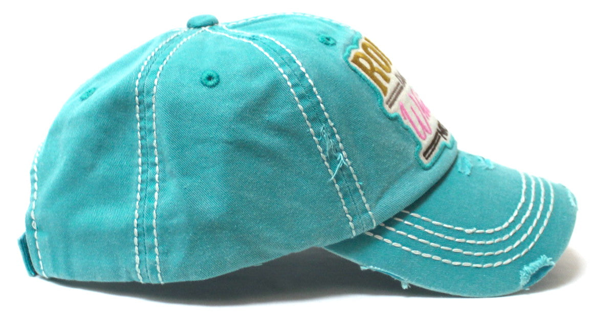 Rodeo Days Whiskey Nights Baseball Cap - Distressed Hats for Women - Summer Style Accessory in California Blue - Caps 'N Vintage 