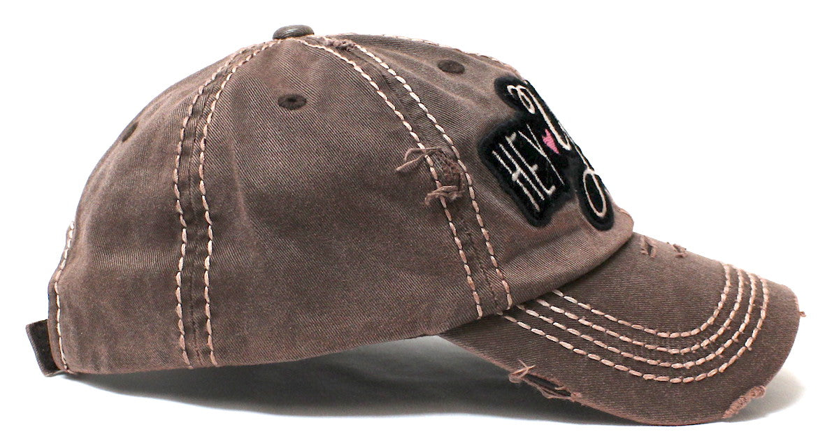 Rustic Bronze Hey Y'all Velvet Patch Emroidery Hat w/Heart Detail - Caps 'N Vintage 