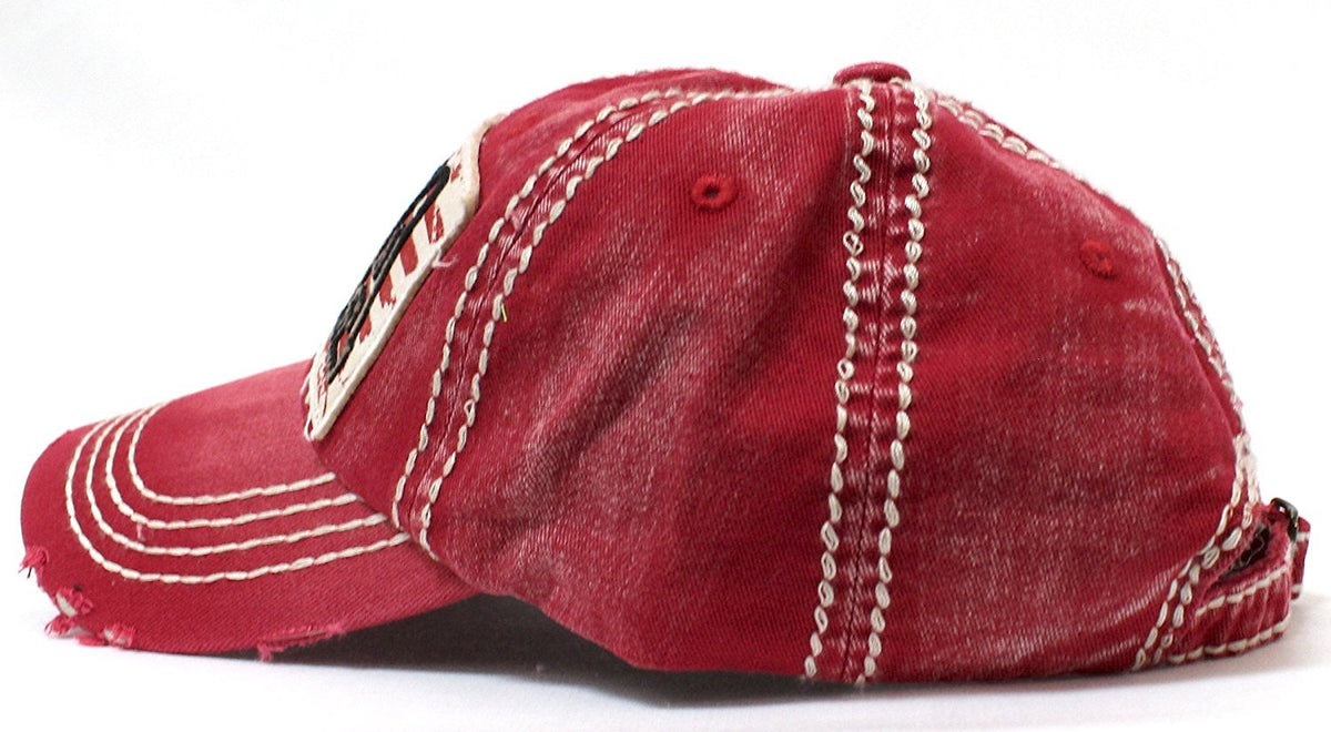 Vintage Red, White, & Blue Flag Patch Baseball Cap w/ "USA" Stitch Embroidery Overlay - Caps 'N Vintage 