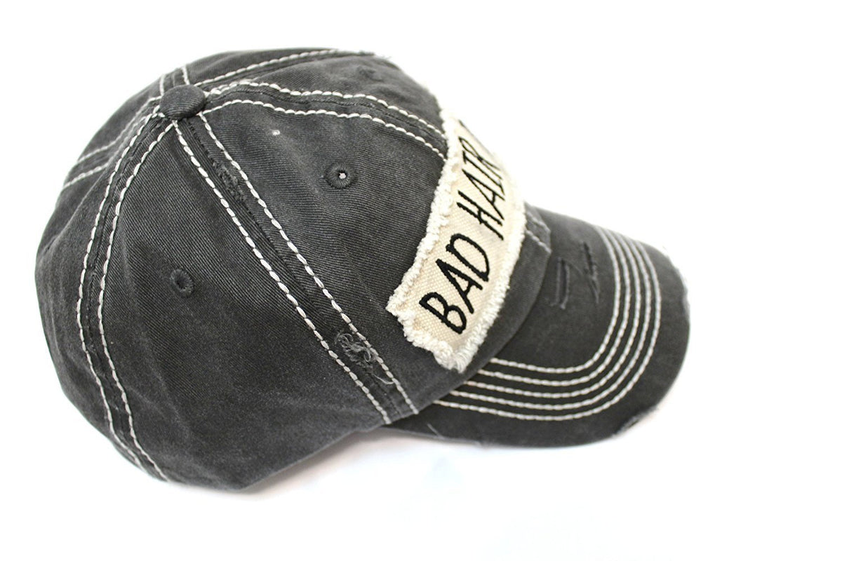 Black "BAD HAIR DAY" Patch Embroidery Vintage Cap - Caps 'N Vintage 