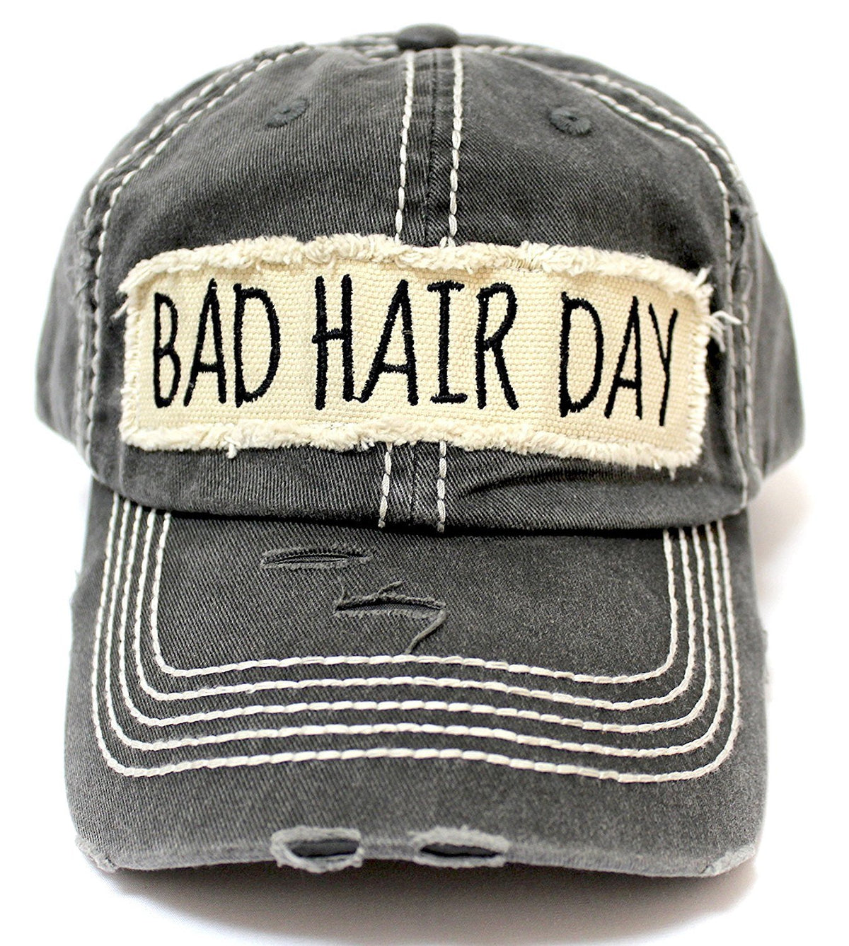 Black "BAD HAIR DAY" Patch Embroidery Vintage Cap - Caps 'N Vintage 