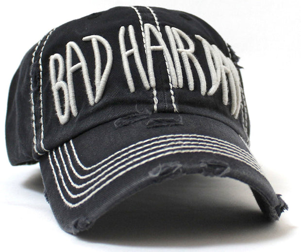 BLK Contrast-Stitch "BAD HAIR DAY" Embroidery Ballcap - Caps 'N Vintage 