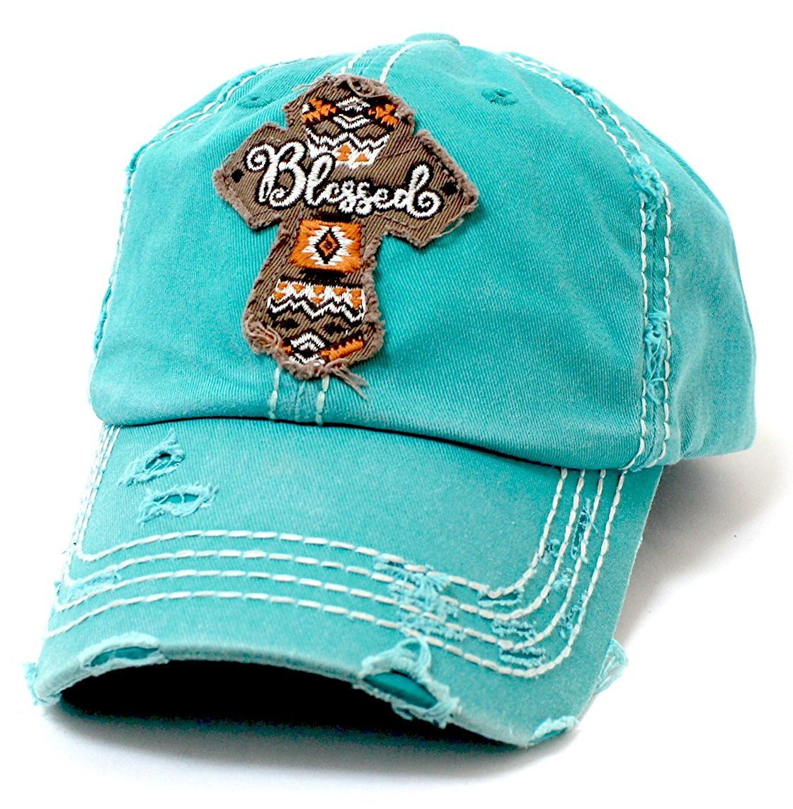 CAPS 'N VINTAGE Blessed Cross Patch Embroidery Vintage Baseball Hat - Caps 'N Vintage 