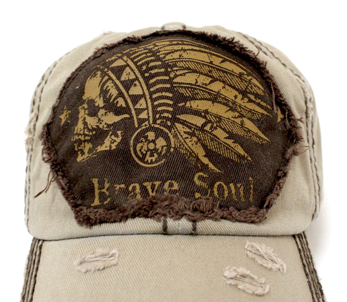 Chief Skull "Brave Soul" Patch Embroidery Vintage Cap - Caps 'N Vintage 