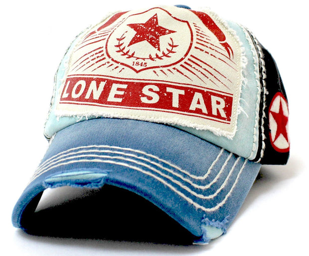 Distressed "LONE STAR" Patch Embroidery Vintage Ballcap - Caps 'N Vintage 