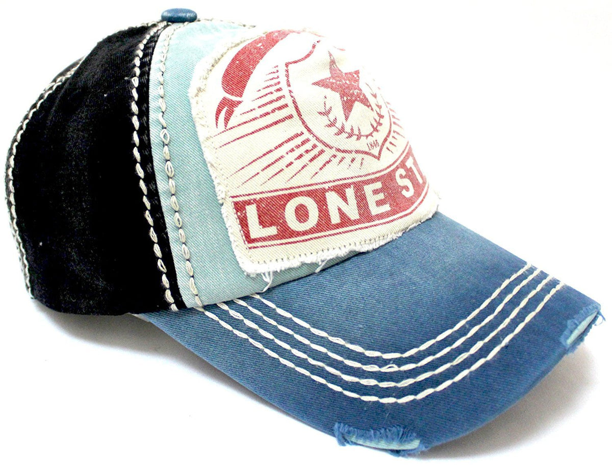 Distressed "LONE STAR" Patch Embroidery Vintage Ballcap - Caps 'N Vintage 