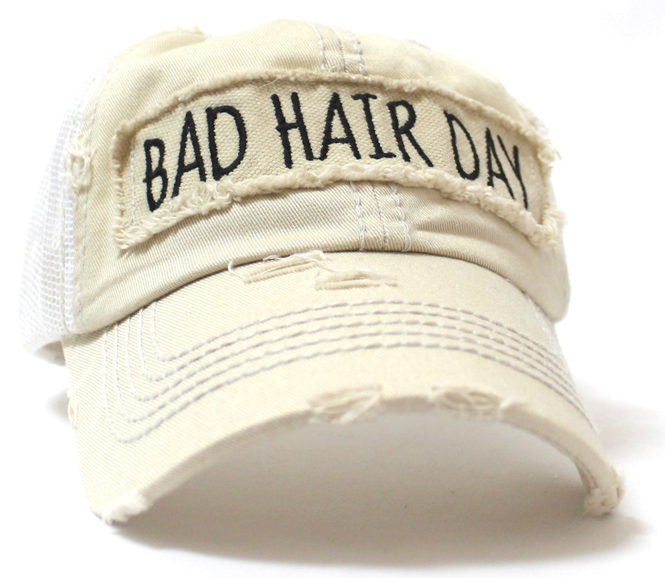 NEW! SUMMER MESH COLLECTION--Stone "BAD HAIR DAY" Vintage Trucker Hat - Caps 'N Vintage 