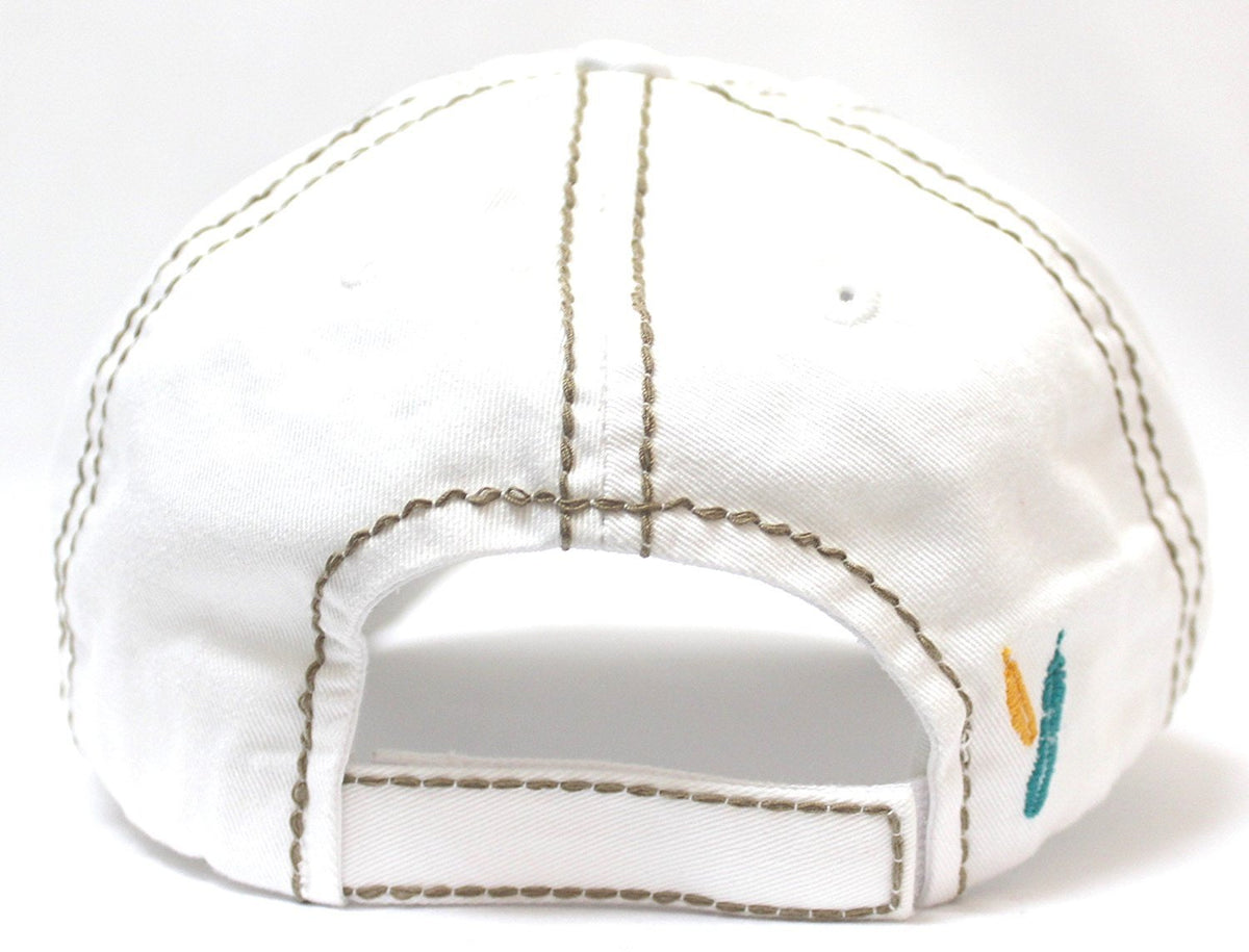 NEW! WHITE Feather "Free Spirit" Patched Distressed Vintage Cap - Caps 'N Vintage 