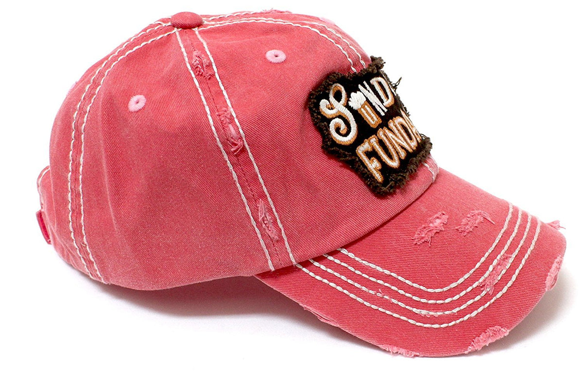 PINK "SUNDAY FUNDAY" Patch Embroidery Vintage Baseball Hat - Caps 'N Vintage 