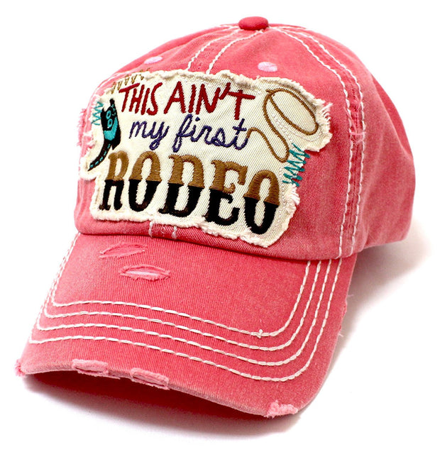 PINK "THIS AIN'T MY FIRST RODEO" Patch Embroidery Women's Vintage Hat - Caps 'N Vintage 
