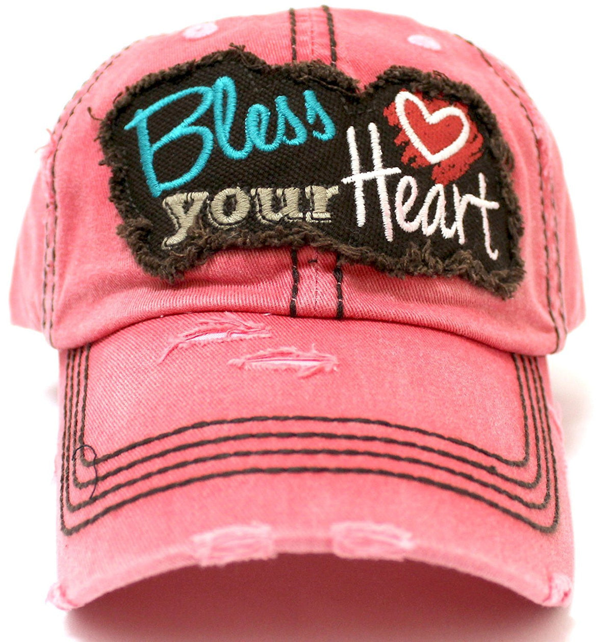Rose "BLESS YOUR HEART" Women's Cap w/ <3 Detail - Caps 'N Vintage 